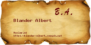 Blander Albert névjegykártya